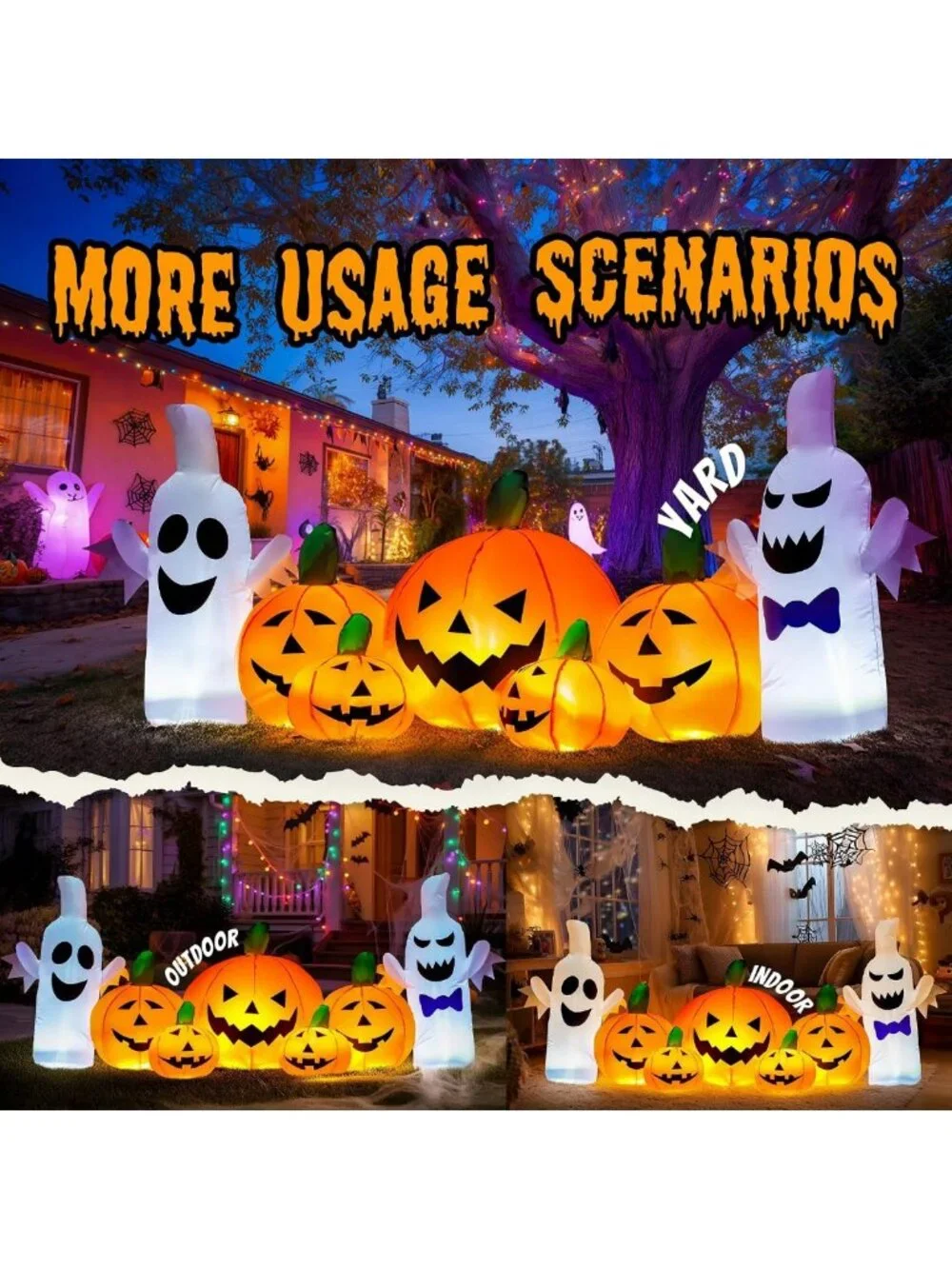 7.5FT Inflatable Halloween Pumpkin Decor with LED Lights for Outdoor Party